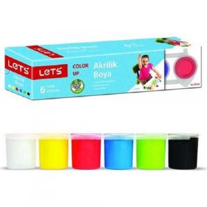 Lets 6 Renk Akrilik Boya Şişede